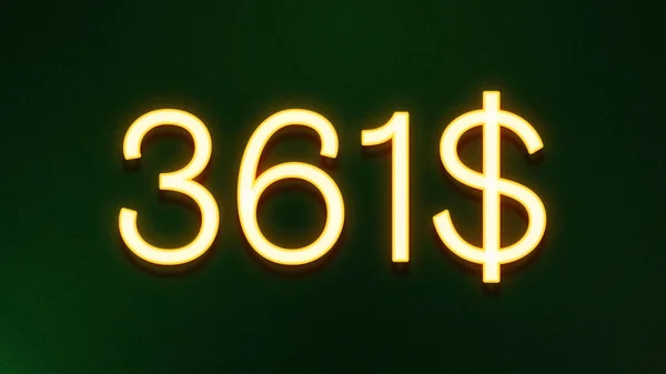 Símbolo Luz Dourada 361 Dólares Ícone Preço Fundo Escuro — Fotografia de Stock
