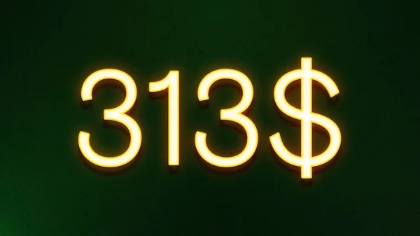 Gyllene Ljus Symbol För 313 Dollar Prisikon Mörk Bakgrund — Stockfoto