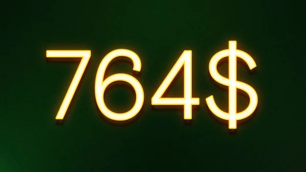 Χρυσό Σύμβολο Φωτός Του 764 Δολάρια Εικονίδιο Τιμή Σκούρο Φόντο — Φωτογραφία Αρχείου