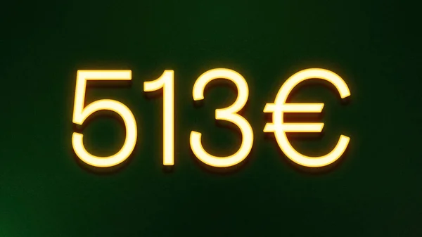 Gouden Lichtsymbool Van 513 Euro Prijskaartje Donkere Achtergrond — Stockfoto