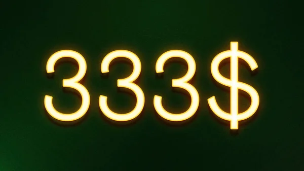 Goldenes Lichtsymbol Des Preises Von 333 Dollar Auf Dunklem Hintergrund — Stockfoto