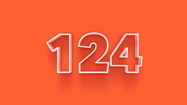Απεικόνιση 124 Αριθμό Πορτοκαλί Φόντο — Φωτογραφία Αρχείου