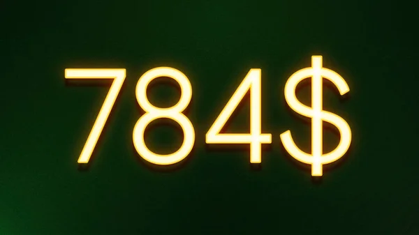 Koyu Arkaplanda 784 Dolarlık Fiyat Simgesinin Altın Işığı — Stok fotoğraf