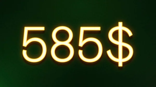 Gyllene Ljus Symbol För 585 Dollar Prisikon Mörk Bakgrund — Stockfoto