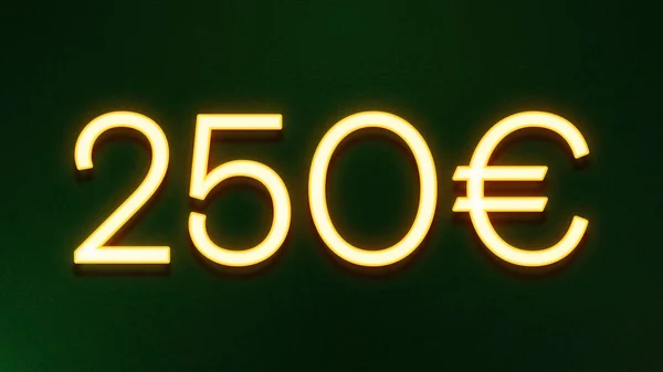 Gouden Lichtsymbool Van 250 Euro Prijskaartje Donkere Achtergrond — Stockfoto