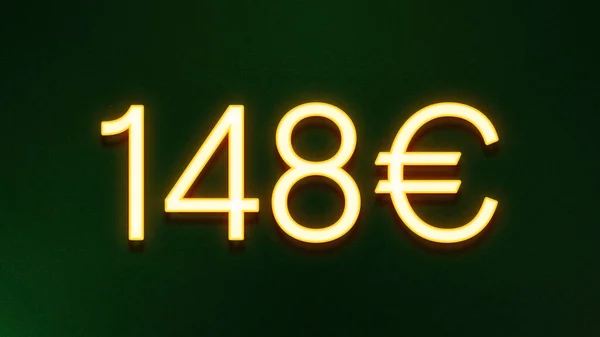 Gouden Lichtsymbool Van 148 Euro Prijspictogram Donkere Achtergrond — Stockfoto