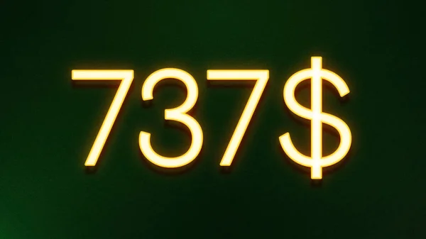 Símbolo Luz Dourada 737 Dólares Ícone Preço Fundo Escuro — Fotografia de Stock