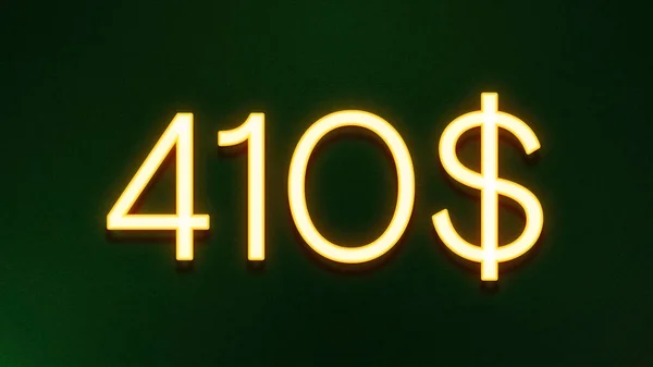 Gyllene Ljus Symbol För 410 Dollar Prisikon Mörk Bakgrund — Stockfoto