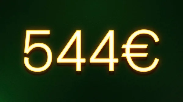Gouden Lichtsymbool Van 544 Euro Prijskaartje Donkere Achtergrond — Stockfoto