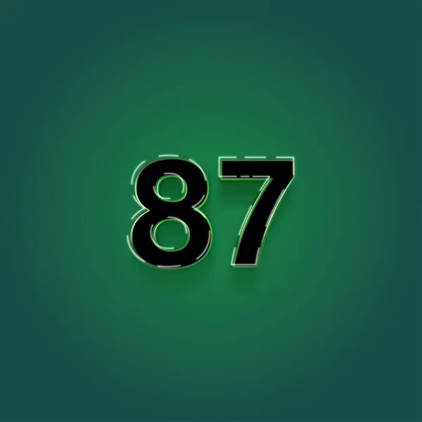 緑の背景に描かれた3D 87番のイラスト — ストック写真