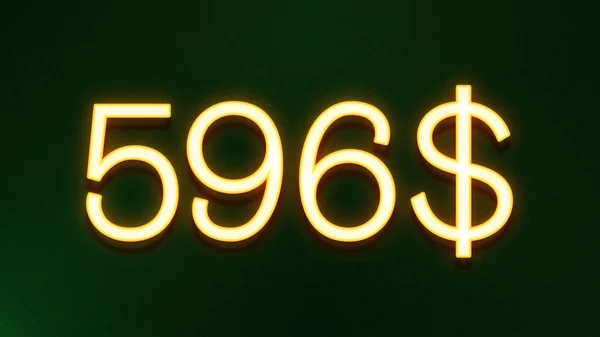 Gyllene Ljus Symbol För 596 Dollar Prisikon Mörk Bakgrund — Stockfoto