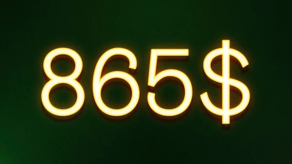 Símbolo Luz Dourada 865 Dólares Ícone Preço Fundo Escuro — Fotografia de Stock