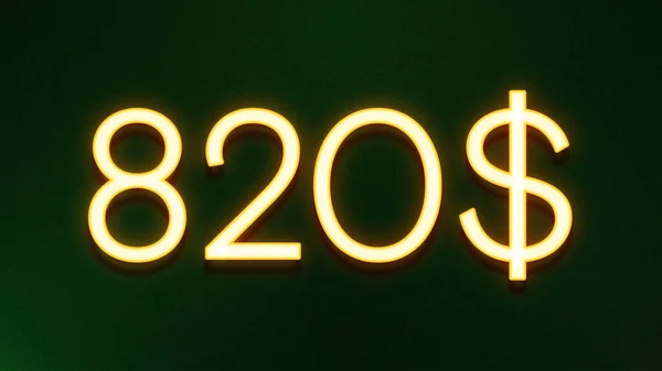 Arany Fény Szimbólum 820 Dollár Ikon Sötét Háttér — Stock Fotó