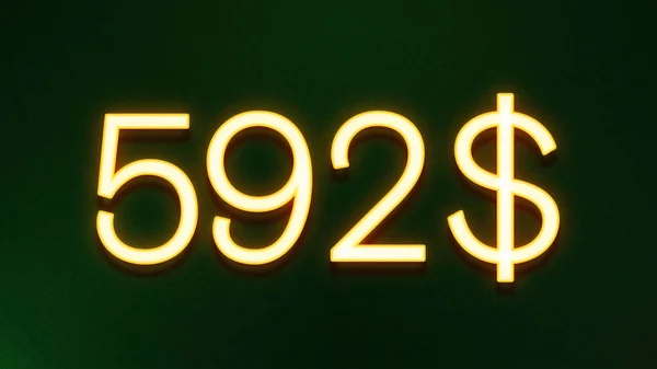Gyllene Ljus Symbol För 592 Dollar Prisikon Mörk Bakgrund — Stockfoto