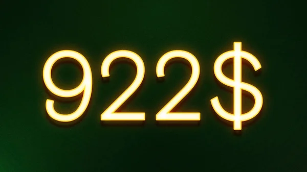 暗い背景に922ドルの価格アイコンの黄金の光のシンボル — ストック写真