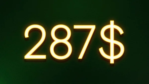 Símbolo Luz Dourada 287 Dólares Ícone Preço Fundo Escuro — Fotografia de Stock