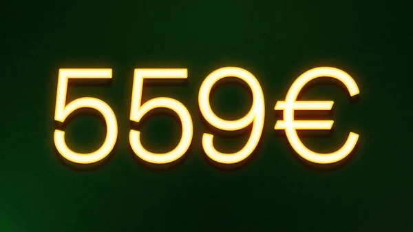 Gouden Lichtsymbool Van 559 Euro Prijspictogram Donkere Achtergrond — Stockfoto