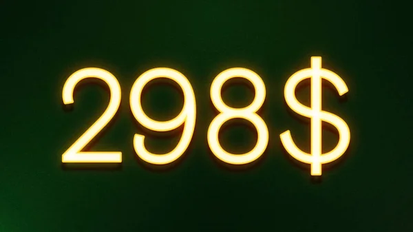 Złote Światło Symbol 298 Dolarów Cena Ikona Ciemnym Tle — Zdjęcie stockowe