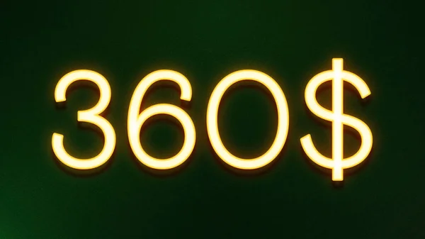 Símbolo Luz Dourada 360 Dólares Ícone Preço Fundo Escuro — Fotografia de Stock