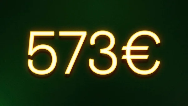 Gyllene Ljus Symbol För 573 Euro Prisikon Mörk Bakgrund — Stockfoto
