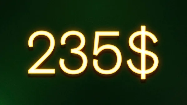 Símbolo Luz Dourada 235 Dólares Ícone Preço Fundo Escuro — Fotografia de Stock