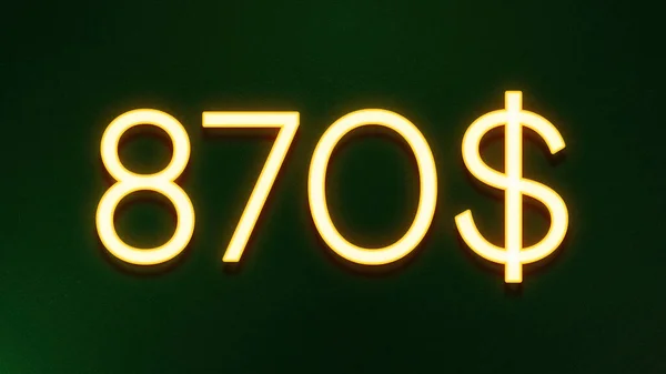 Símbolo Luz Dourada 870 Dólares Ícone Preço Fundo Escuro — Fotografia de Stock