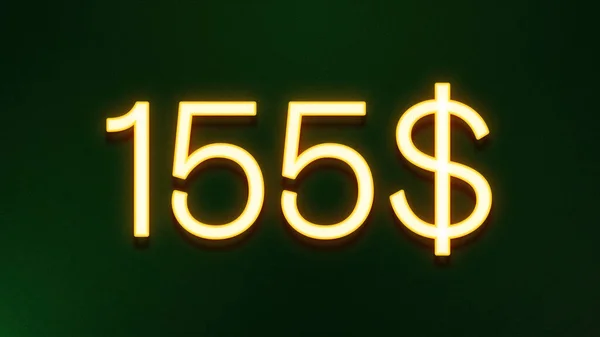 Símbolo Luz Dourada 155 Dólares Ícone Preço Fundo Escuro — Fotografia de Stock