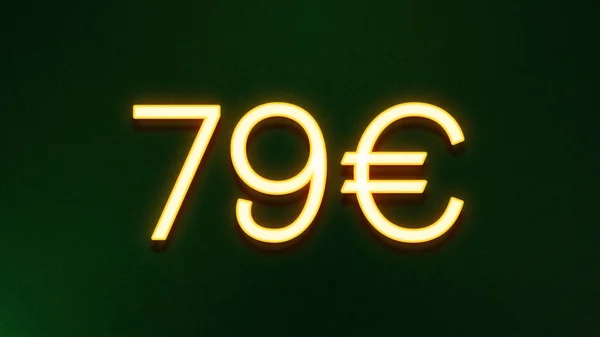 黑暗背景下79欧元价格图标的金光符号 — 图库照片