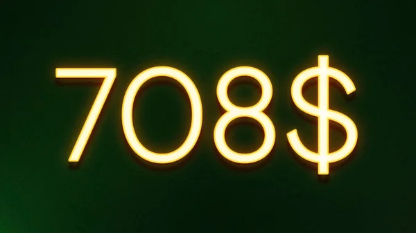 Símbolo Luz Dourada 708 Dólares Ícone Preço Fundo Escuro — Fotografia de Stock