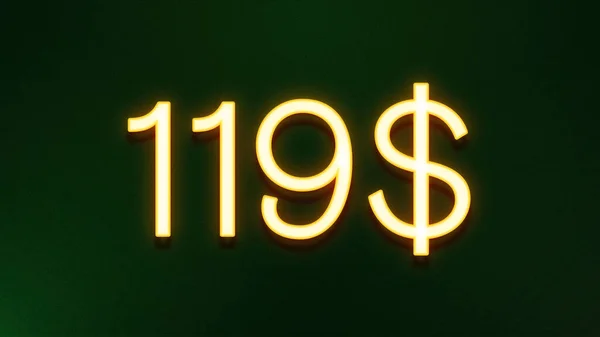 Arany Fény Szimbólum 119 Dollár Ikon Sötét Háttér — Stock Fotó