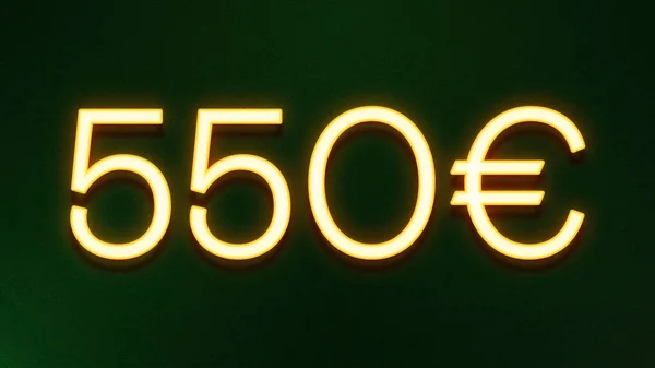 Gouden Lichtsymbool Van 550 Euro Prijskaartje Donkere Achtergrond — Stockfoto