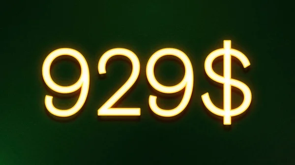 Símbolo Luz Dorada 929 Dólares Icono Precio Sobre Fondo Oscuro — Foto de Stock