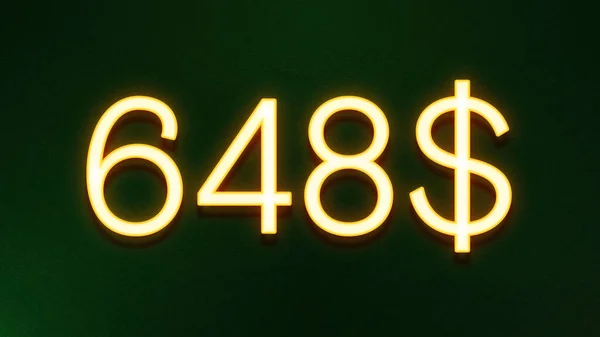 Símbolo Luz Dourada 648 Dólares Ícone Preço Fundo Escuro — Fotografia de Stock