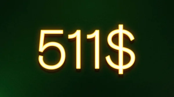 Koyu Arkaplanda 511 Dolarlık Altın Işık Simgesi — Stok fotoğraf