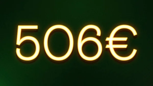 Gouden Lichtsymbool Van 506 Euro Prijskaartje Donkere Achtergrond — Stockfoto