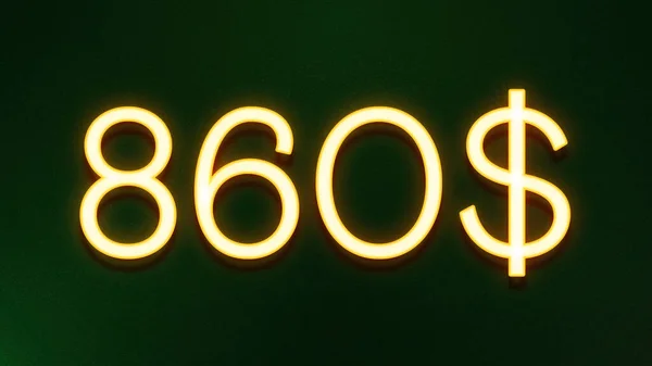Gyllene Ljus Symbol För 860 Dollar Prisikon Mörk Bakgrund — Stockfoto