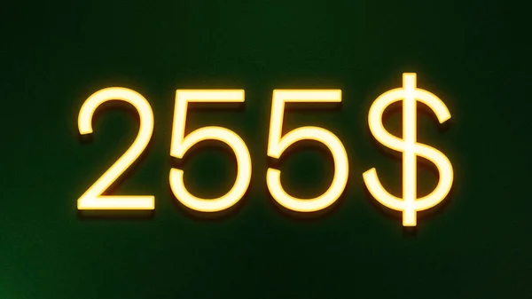 Símbolo Luz Dorada 255 Dólares Icono Precio Sobre Fondo Oscuro —  Fotos de Stock