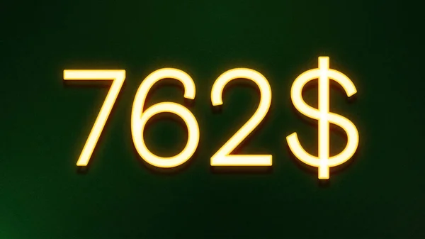 Goldenes Lichtsymbol Von 762 Dollar Preissymbol Auf Dunklem Hintergrund — Stockfoto