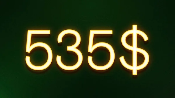 Золотой Светлый Символ Цены 535 Долларов Темном Фоне — стоковое фото