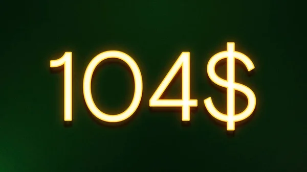 Gyllene Ljus Symbol För 104 Dollar Prisikon Mörk Bakgrund — Stockfoto