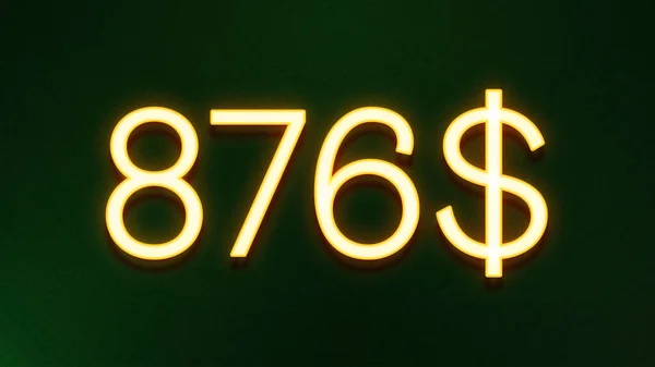Goldenes Lichtsymbol Von 876 Dollar Preissymbol Auf Dunklem Hintergrund — Stockfoto
