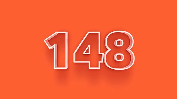 Απεικόνιση Του 148 Αριθμό Πορτοκαλί Φόντο — Φωτογραφία Αρχείου