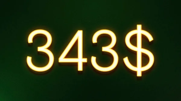 Símbolo Luz Dourada 343 Dólares Ícone Preço Fundo Escuro — Fotografia de Stock