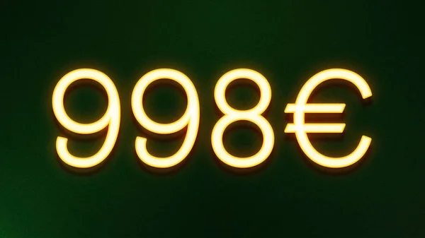 Χρυσό Σύμβολο Φωτός Της Τιμής 998 Ευρώ Εικονίδιο Σκούρο Φόντο — Φωτογραφία Αρχείου