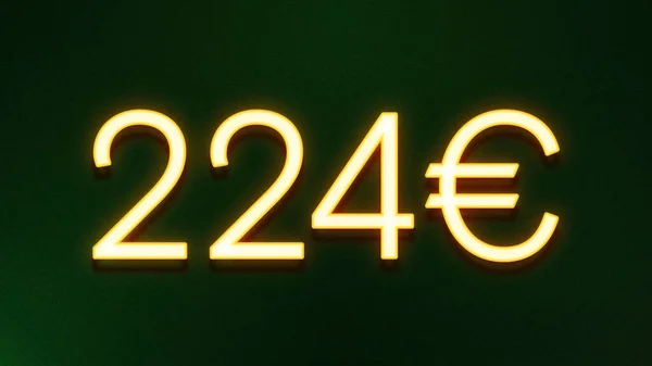 黑暗背景下224欧元价格图标的金光符号 — 图库照片