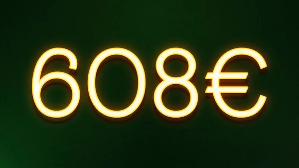 Χρυσό Σύμβολο Φωτός Της Τιμής Των 608 Ευρώ Εικονίδιο Σκούρο — Φωτογραφία Αρχείου