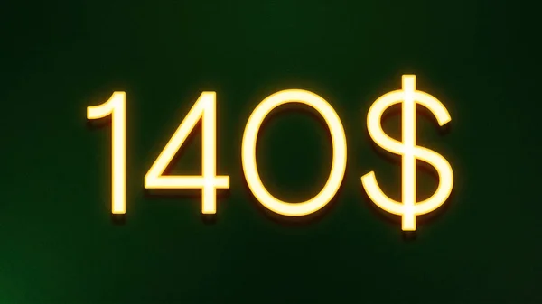 Золотой Светлый Символ Цены 140 Долларов Темном Фоне — стоковое фото