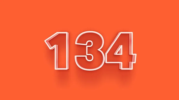 Abbildung Der 134 Zahl Auf Orangefarbenem Hintergrund — Stockfoto