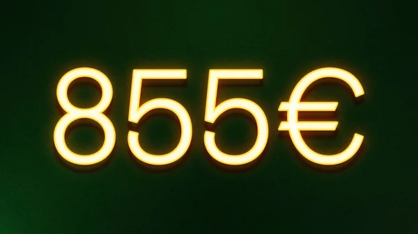 Gouden Lichtsymbool Van 855 Euro Prijskaartje Donkere Achtergrond — Stockfoto