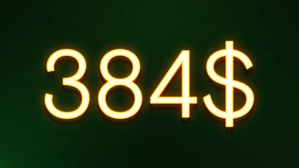 Símbolo Luz Dourada 384 Dólares Ícone Preço Fundo Escuro — Fotografia de Stock